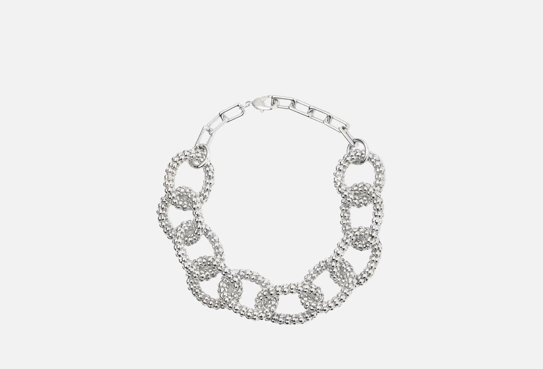 Изображение товара Объемное серебристое колье из ювелирного сплава с родиевым покрытием 42-50 см