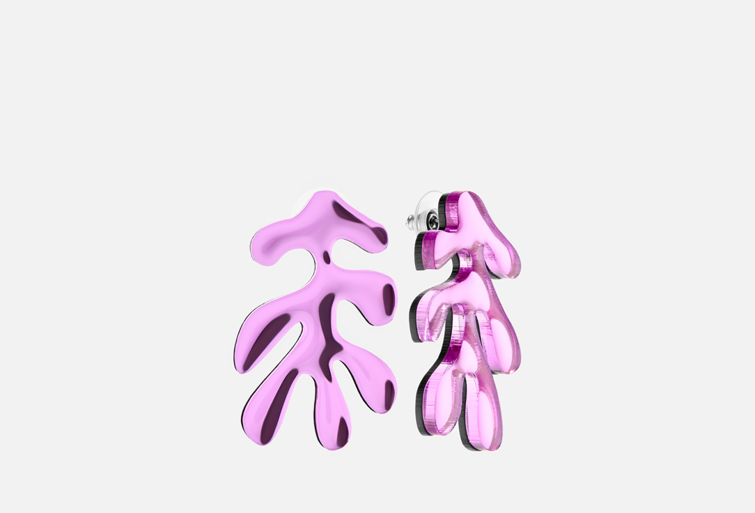 Изображение товара Серьги Monolama Листья фиолетовые из органического стекла и стали