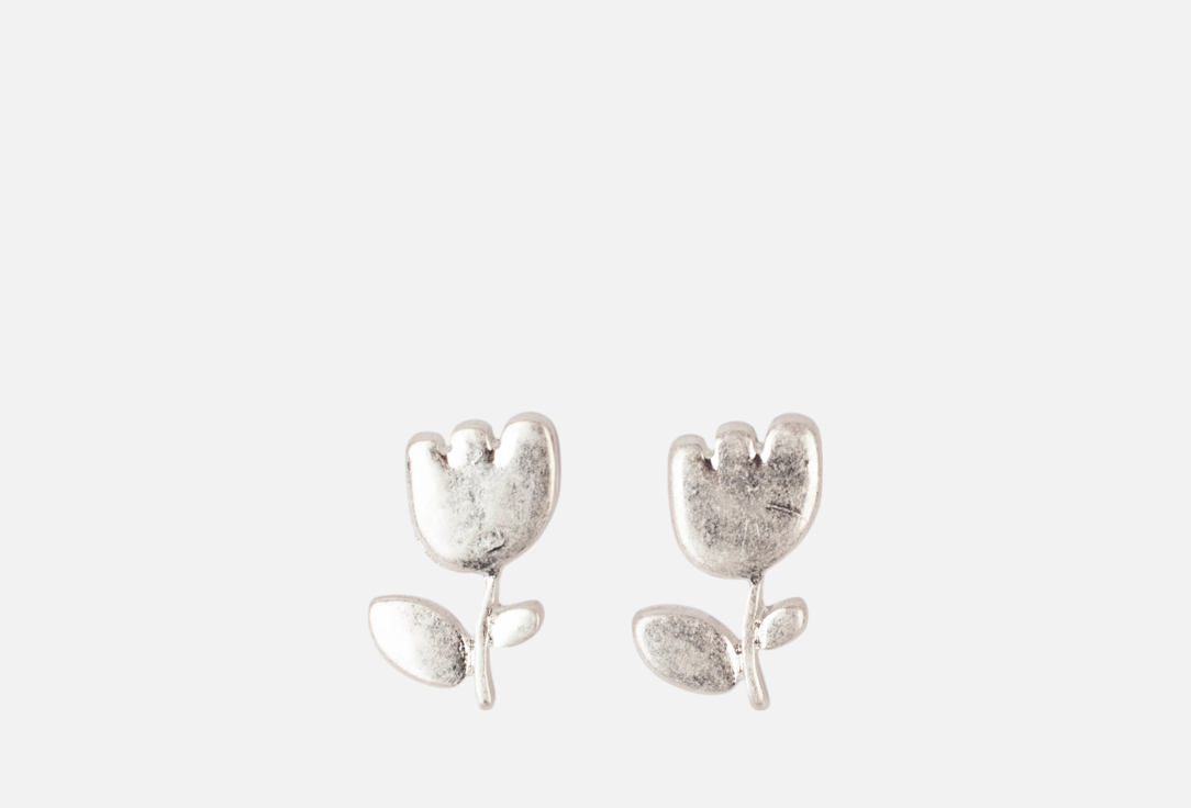 Изображение товара Серьги Фетиш Tulips Silver из бижутерного сплава для женщин с пусетами 2,3 см