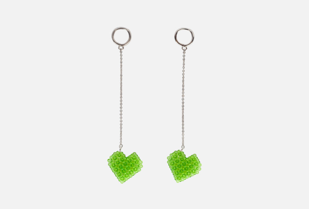Изображение товара Серьги Love is Green длиной 7 см из бисера и латуни для женщин