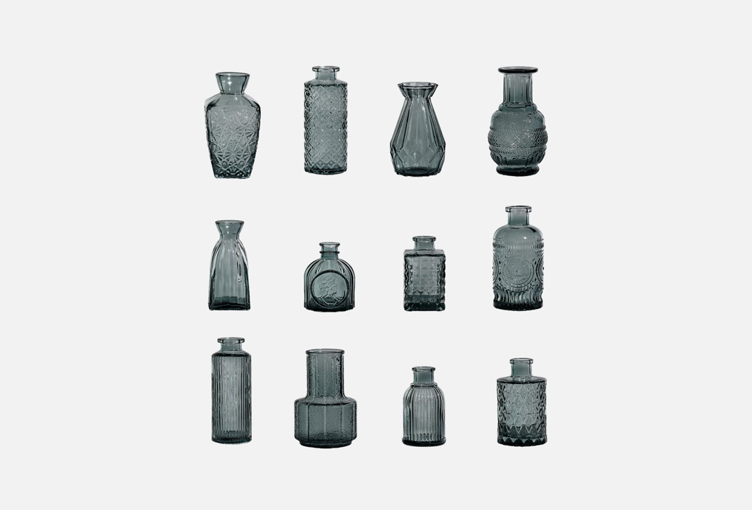 Изображение товара Набор декоративных ваз Solmax из стекла 12 шт стильный интерьерный декор