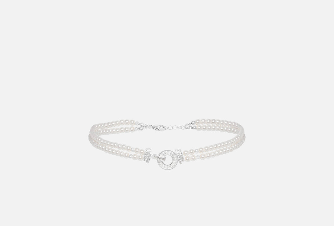 Изображение товара Элегантный двойной чокер из жемчуга майорка с родиевым покрытием 35 см - Edalin jewelry