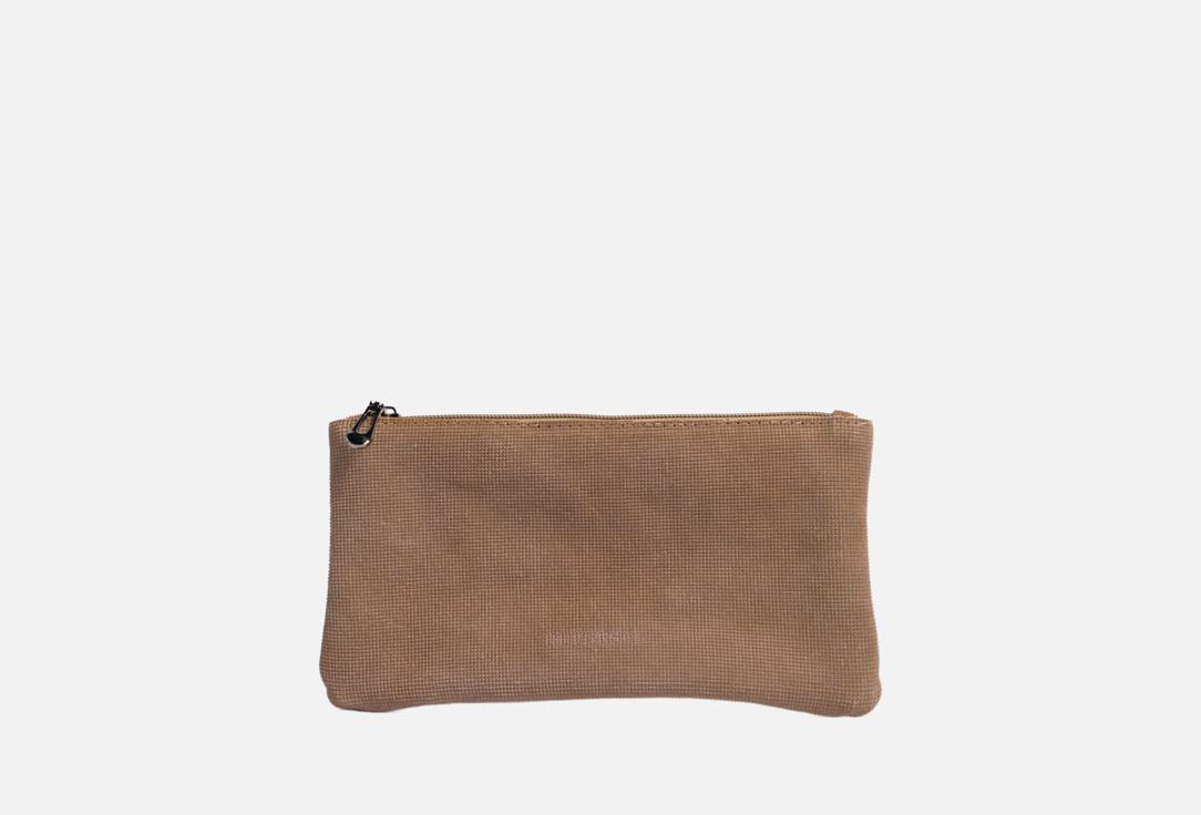 Изображение товара Стильная серо-бежевая косметичка из натуральной кожи Reversal 22х12 см Россия