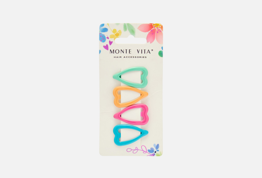 

Заколки для волос MONTE VITA, Мультиколор, Глянец сердечки 4 шт