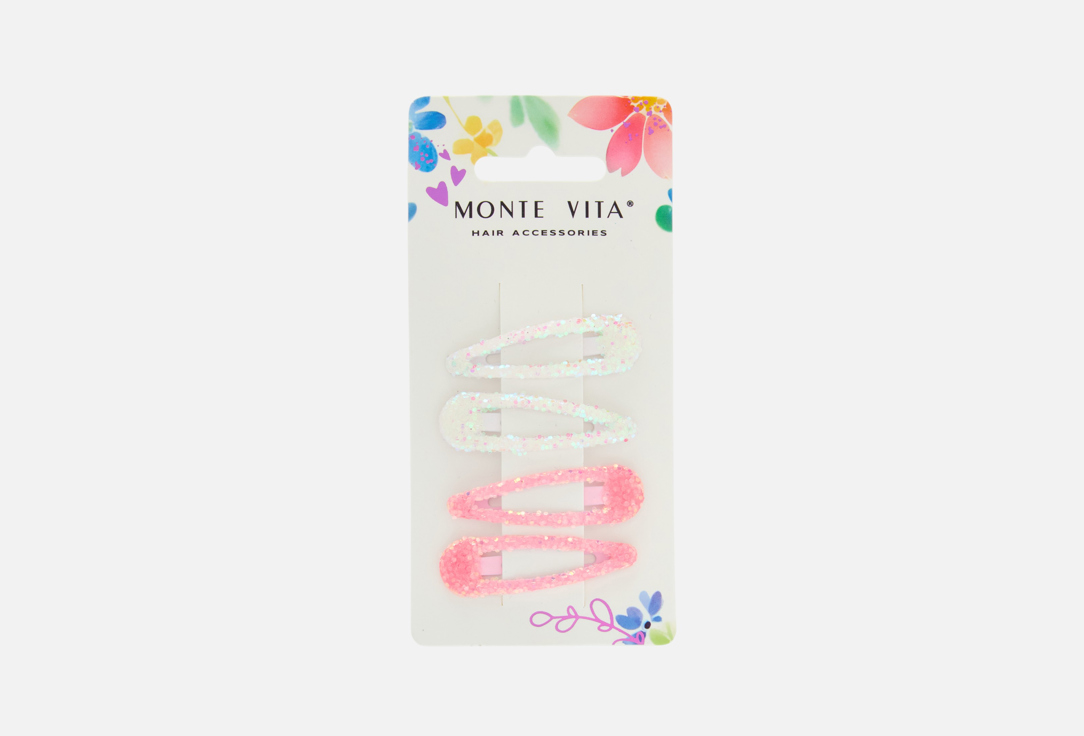 Изображение товара Заколки для волос Monte Vita Клик-клак с блестками, 4 шт, стильный аксессуар