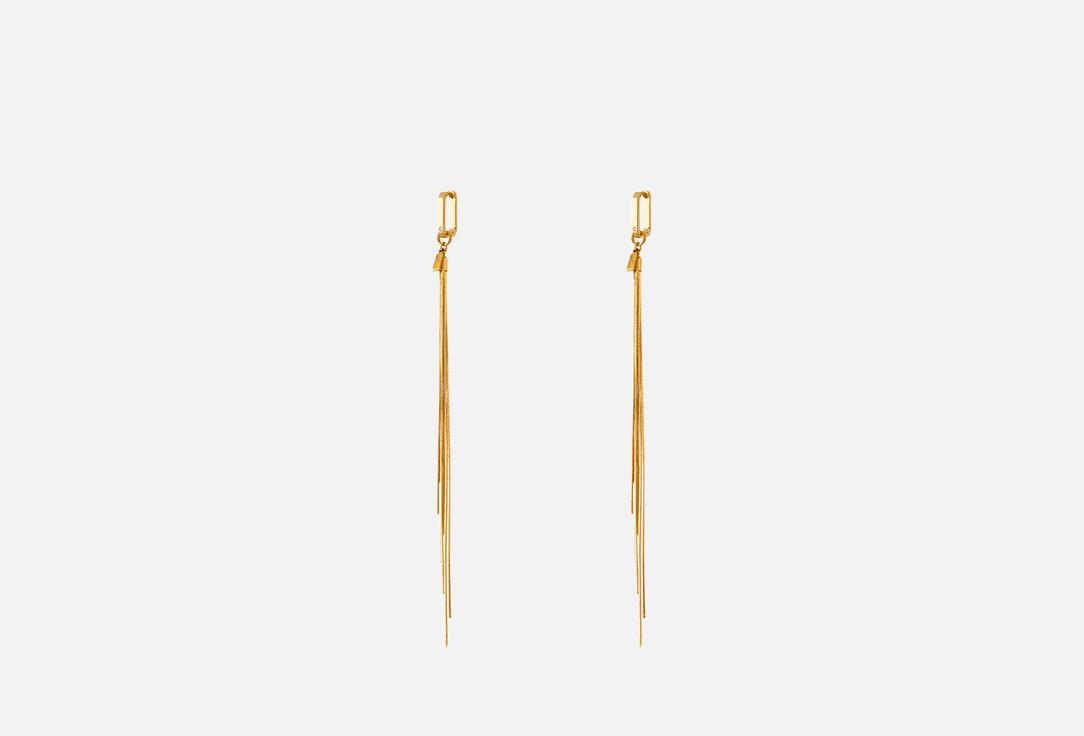 Изображение товара Ультра длинные серьги SAFINA CONCEPT Long GL из латуни с позолотой и фианитами 11 см