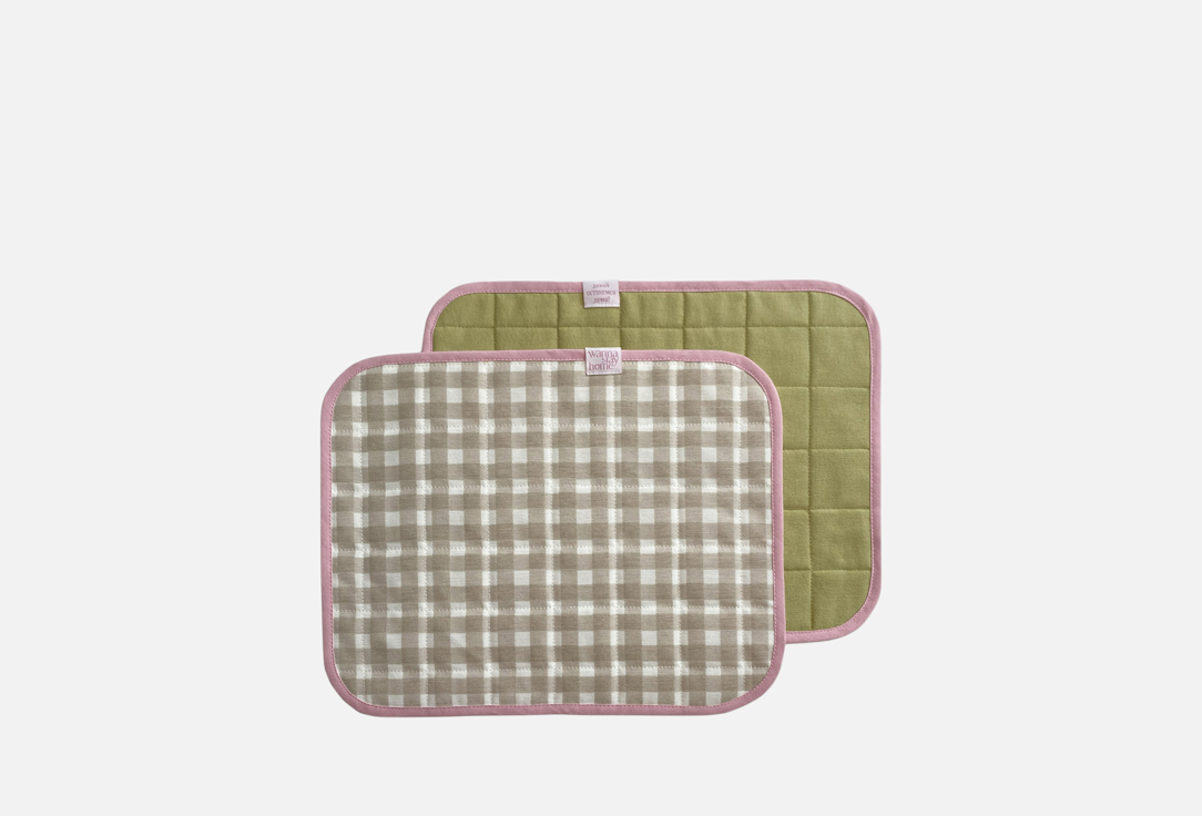 Изображение товара Салфетка сервировочная wanna stay home стёжка, какао клетка/матча, 30x38см