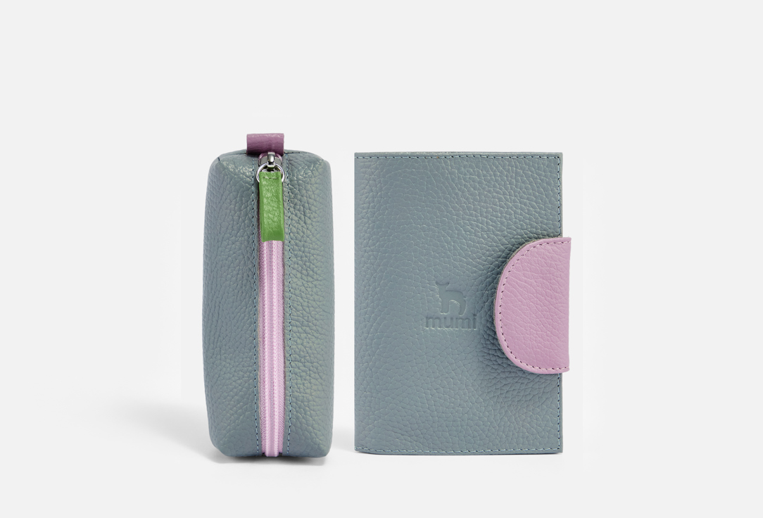 Изображение товара Подарочный набор обложка для паспорта и ключница Mumi голубой сиреневый