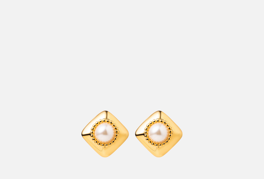 Серьги ATTRIBUTE SHOP Винтажные Квадраты с бусиной 2 шт