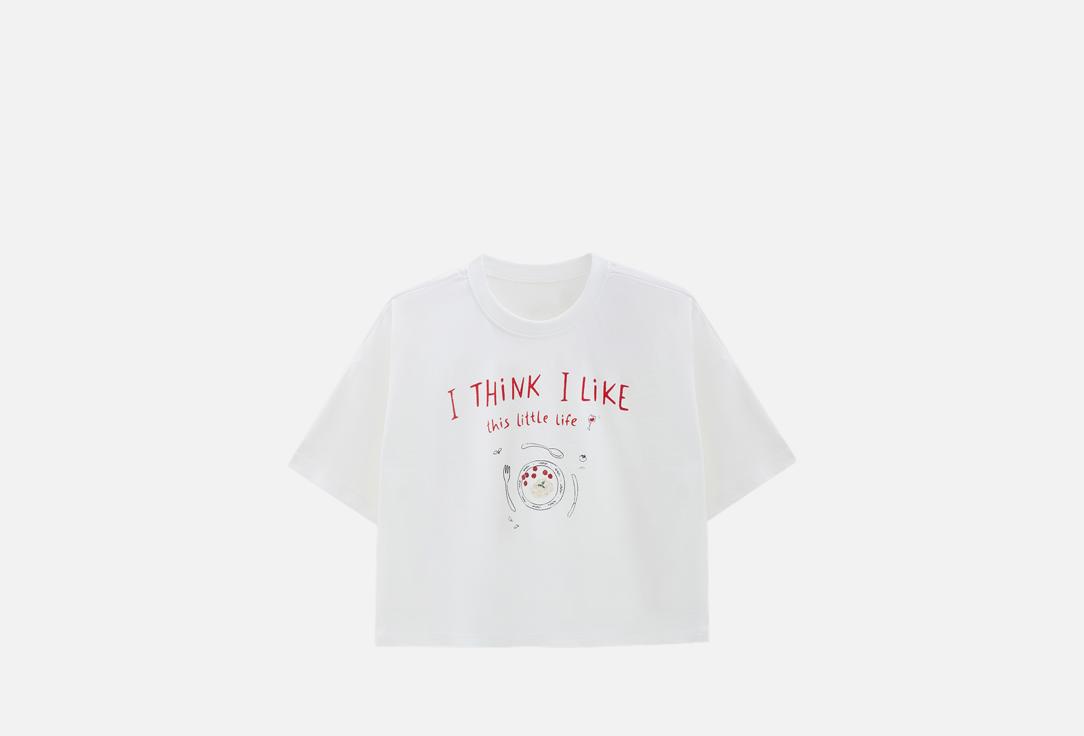 Изображение товара Футболка Mark Formelle белая укороченная оверсайз для женщин