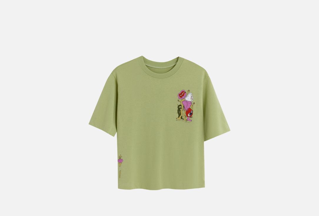 Изображение товара Женская зеленая футболка Mark Formelle с принтом оверсайз 100 хлопок