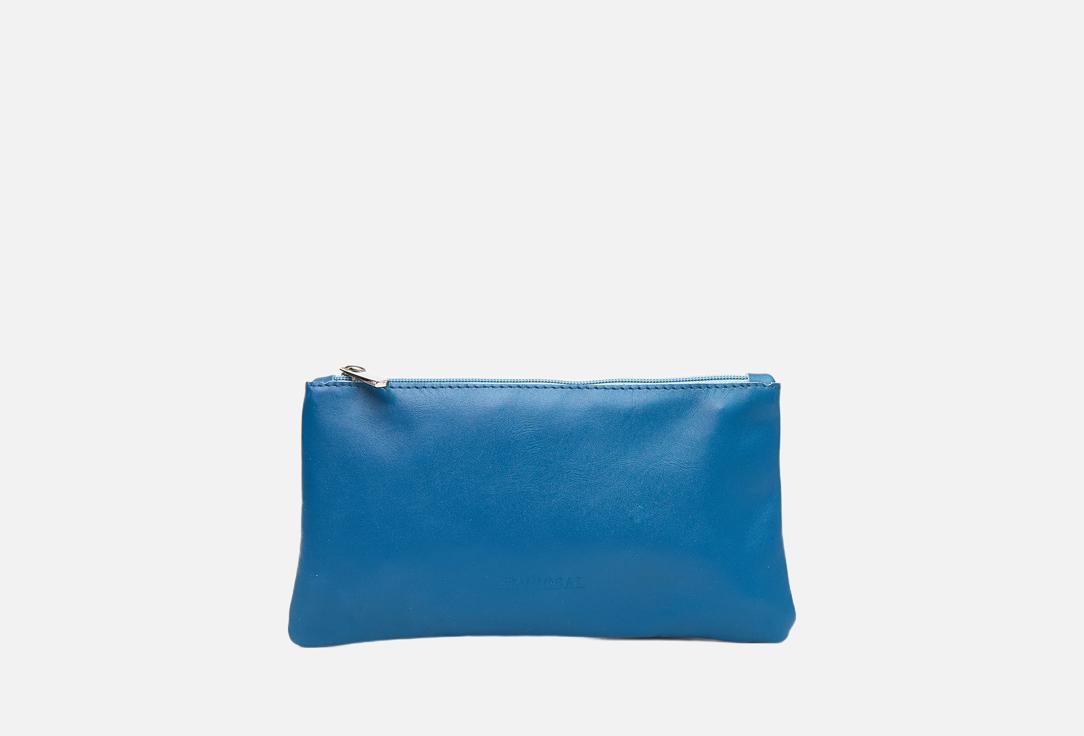 Изображение товара Женская косметичка из натуральной кожи Reversal Морская-волна синяя мини