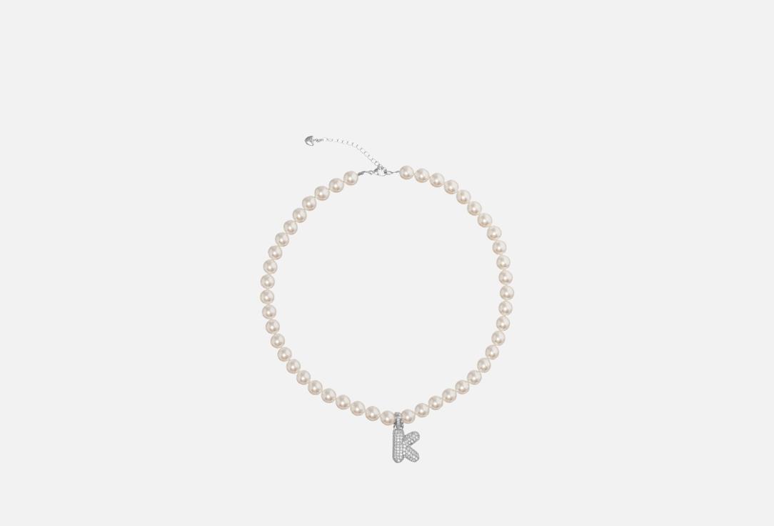 Изображение товара Колье mn.jwlr silver letter K из жемчуга и цирконов для женщин