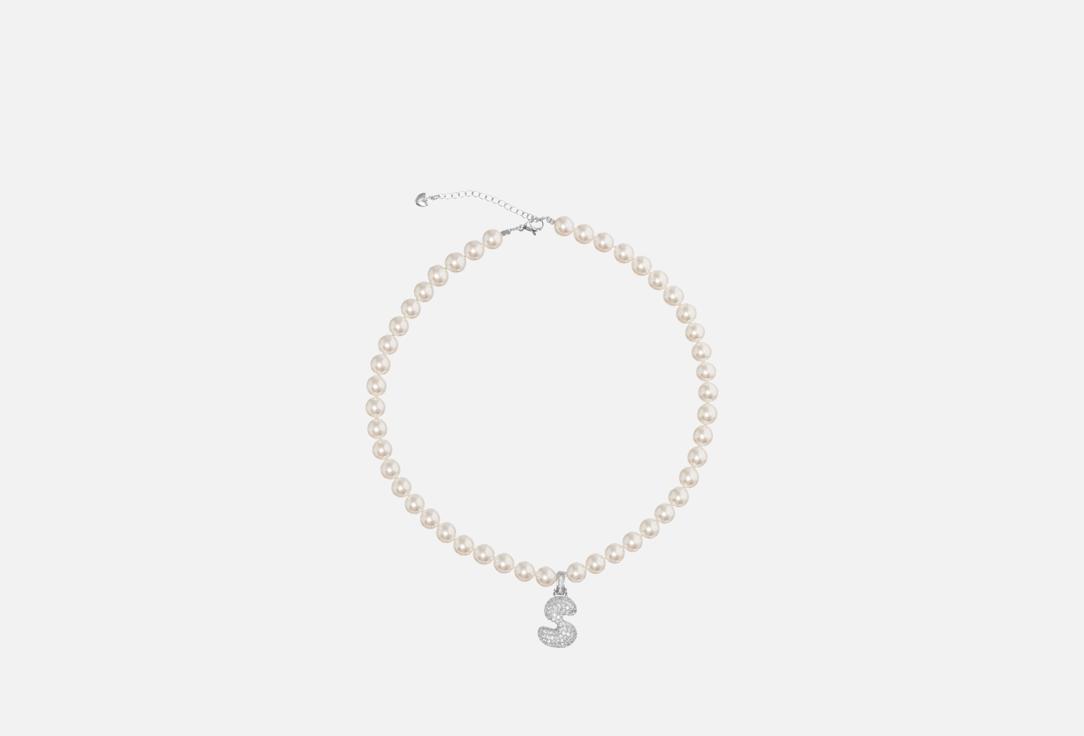 Изображение товара Элегантное серебристое колье с буквой S и цирконами для женщин