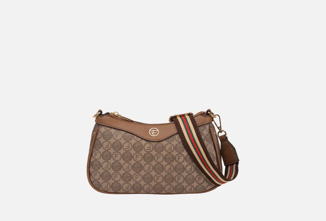 Изображение товара Женская кросс-боди сумка fabretti коричневая с узором жаккард