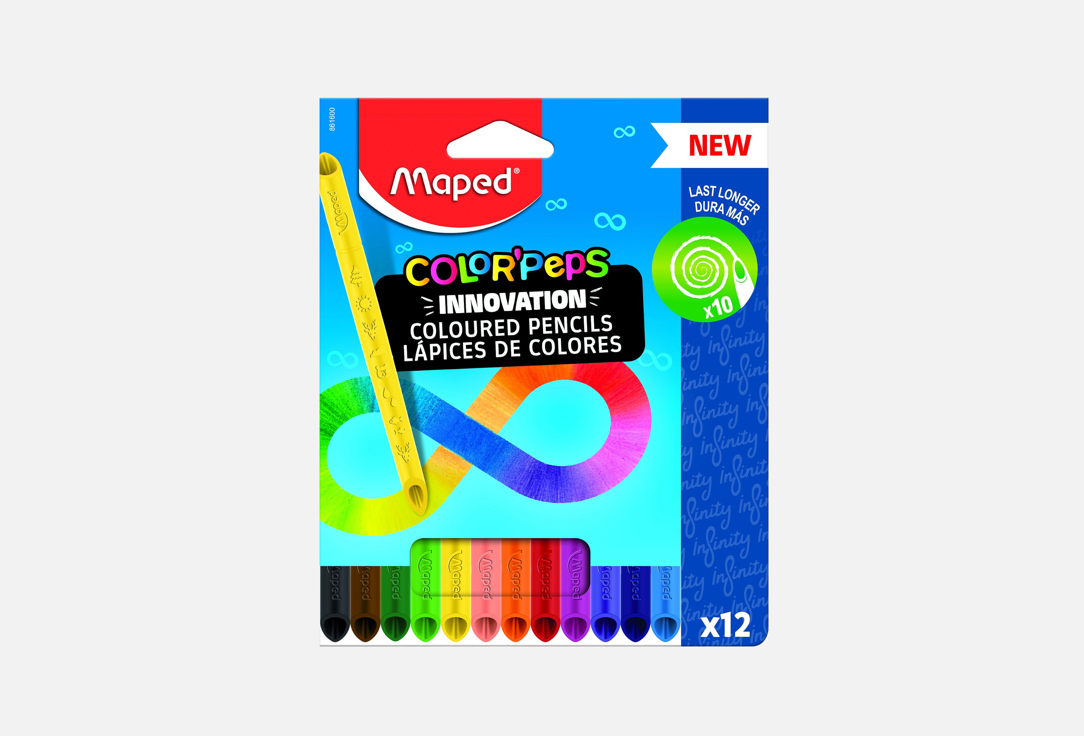 Изображение товара Набор цветных карандашей MAPED COLOR'PEPS INFINITY 12 цветов, долговечные, без заточки