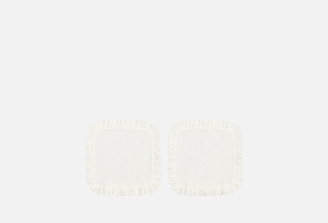 

набор льняных салфеток LENJULEN, Белый, С рюшами, Белый зефир, 35x35 см 2 шт