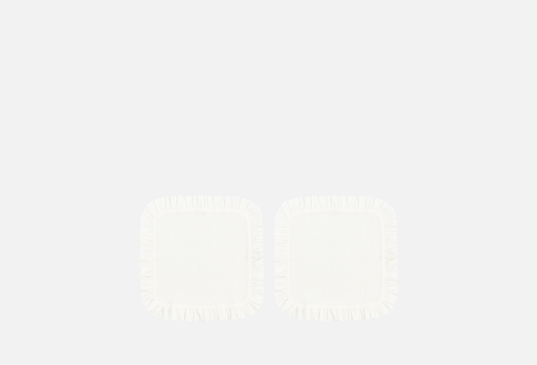 Изображение товара набор льняных салфеток LenJuLen с рюшами, Белый зефир, 35x35 см