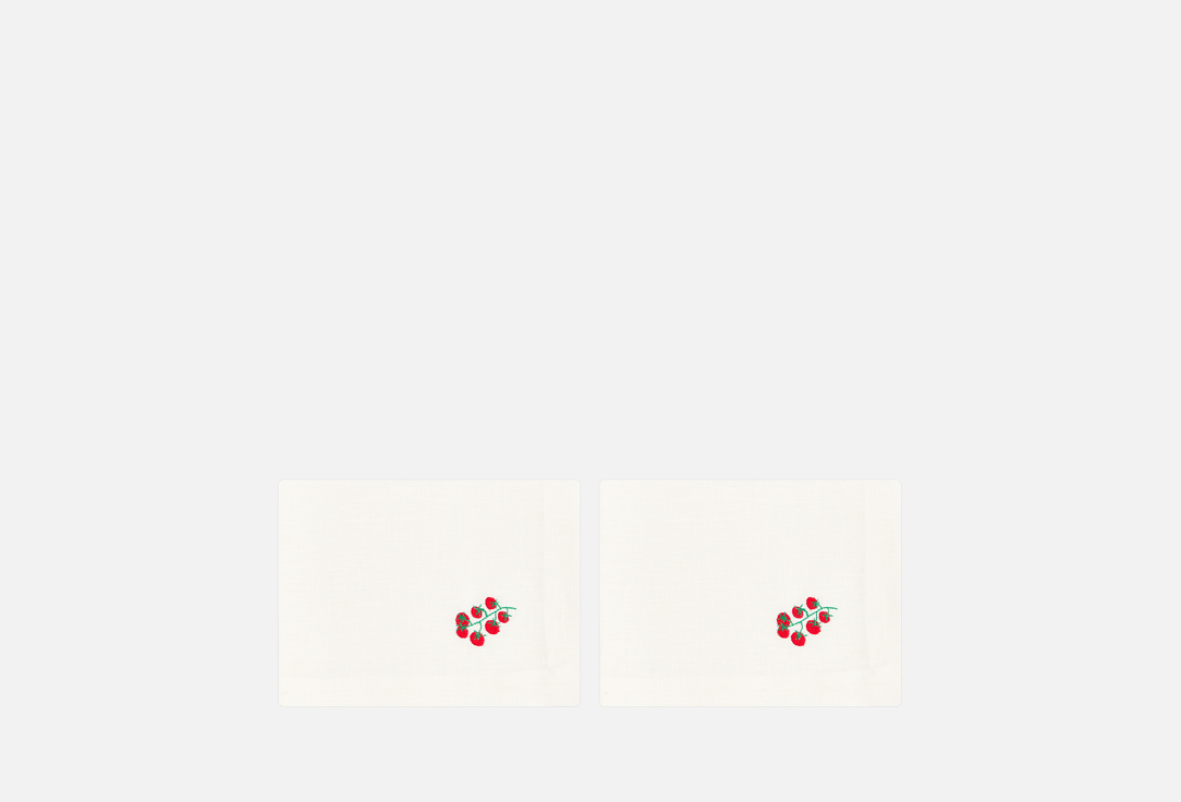 Изображение товара Набор льняных салфеток с вышивкой Черри 35x45 см из 100% льна