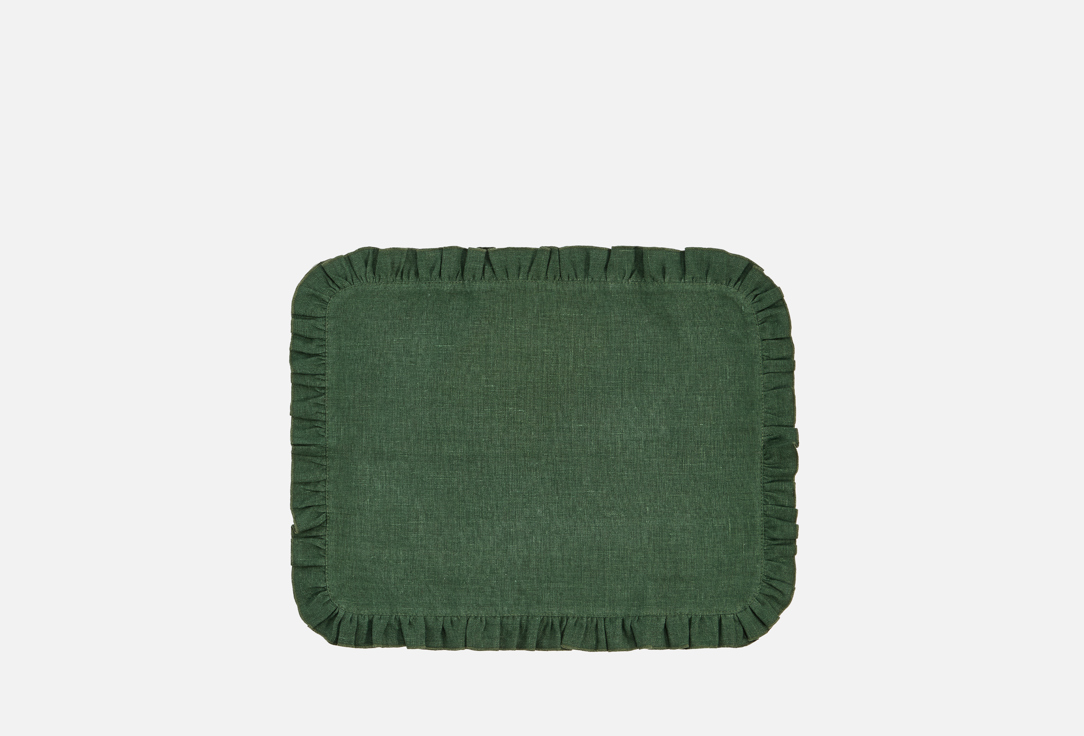 

салфетка льняная LENJULEN, Зеленый, С рюшами, лесной зеленый, 40x50 см 1 шт