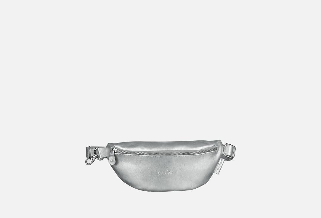 Изображение товара Поясная кожаная сумка Pepfer серебро из натуральной кожи универсальная модель