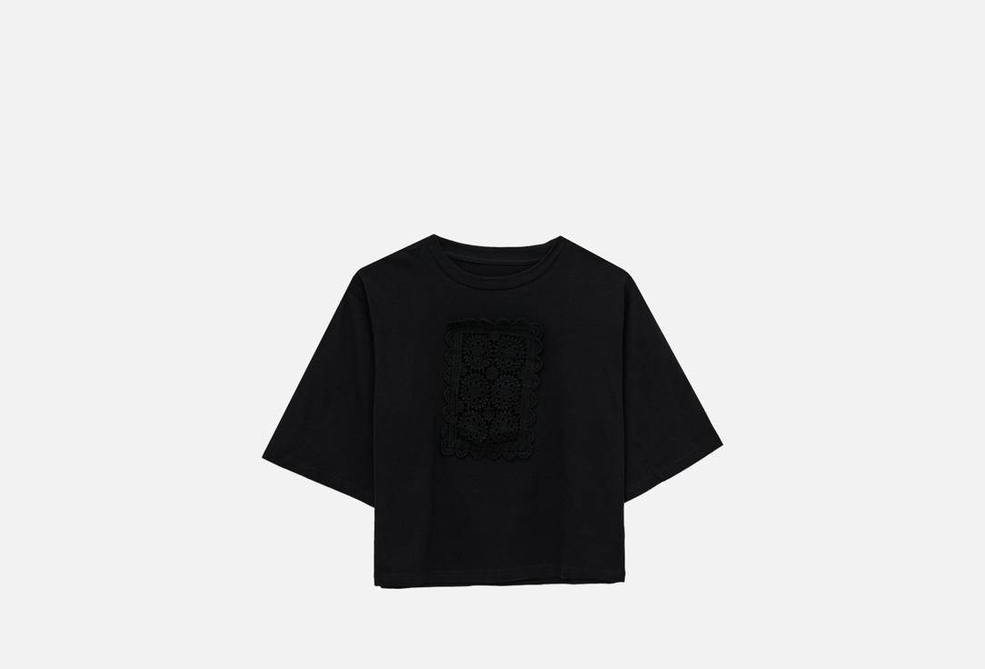 Изображение товара Футболка женская Mark Formelle черная оверсайз 100% хлопок для повседневной носки