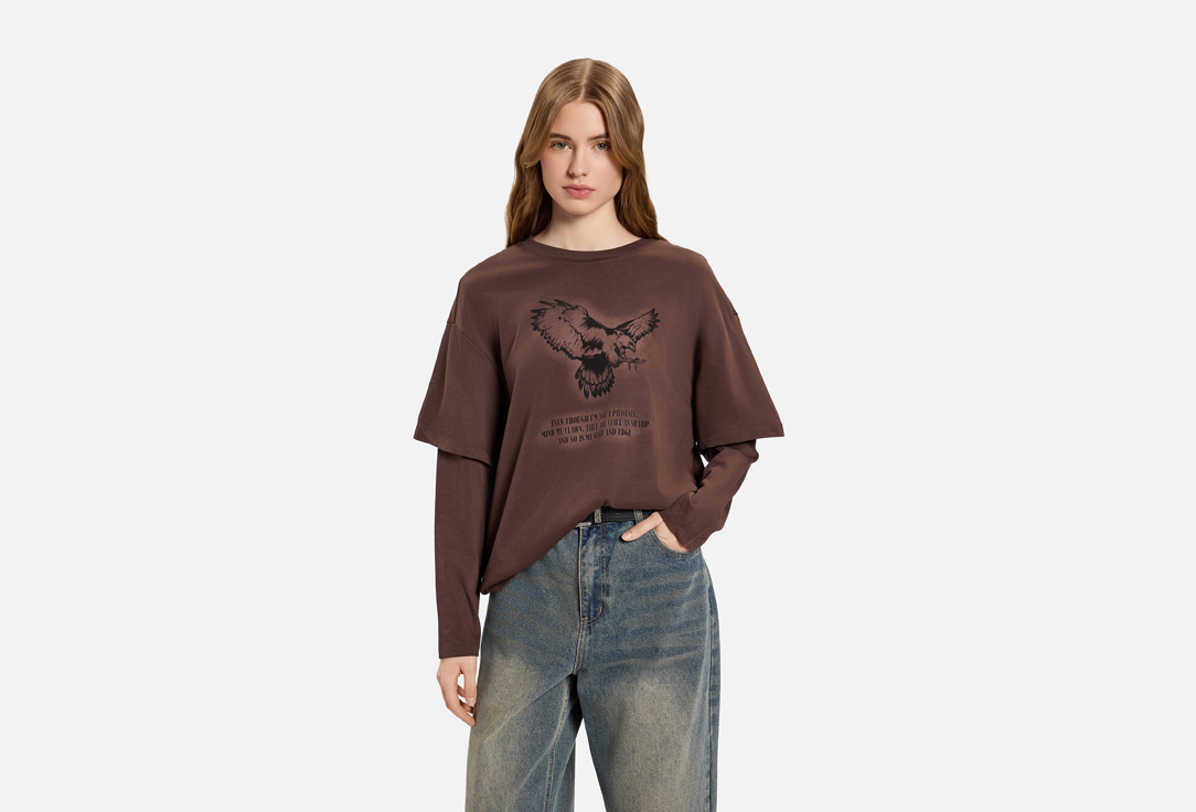 Изображение товара Лонгслив с фальш-рукавом Mark Formelle Шоколадный