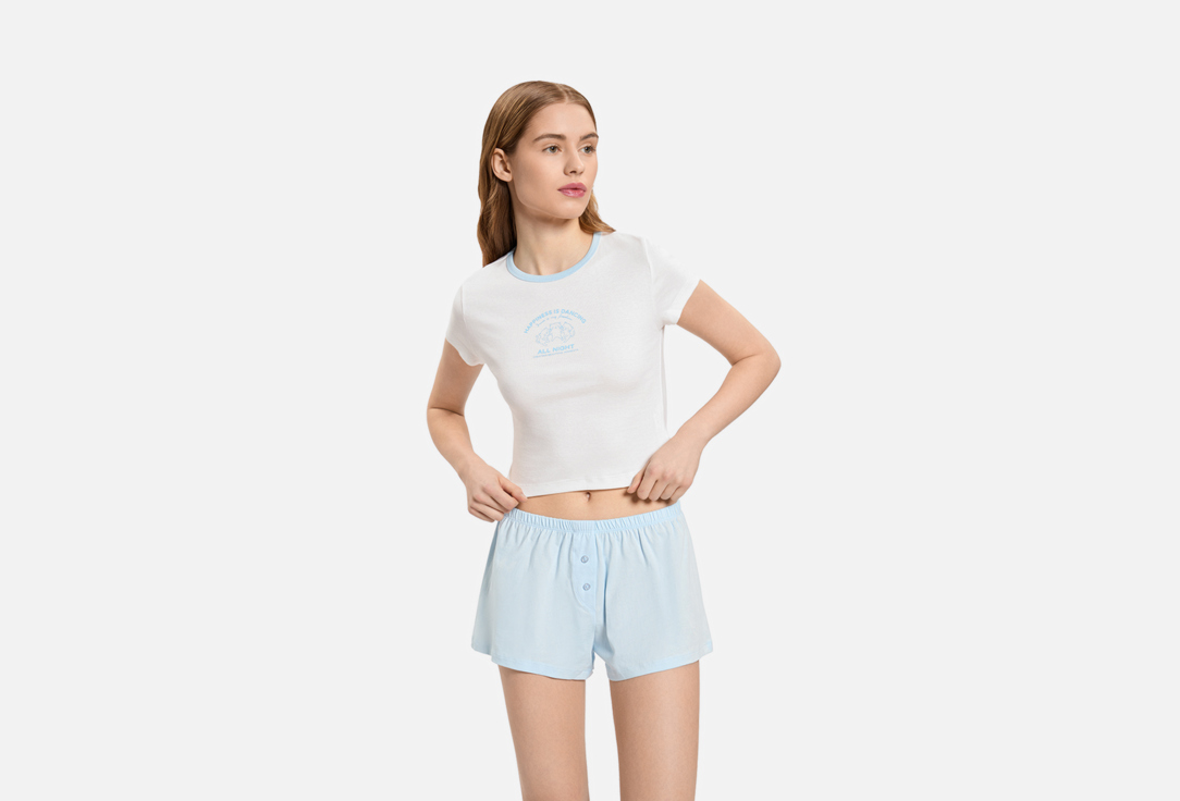 Изображение товара Пижама с шортами Mark Formelle бело-голубая женская хлопковая комфортная