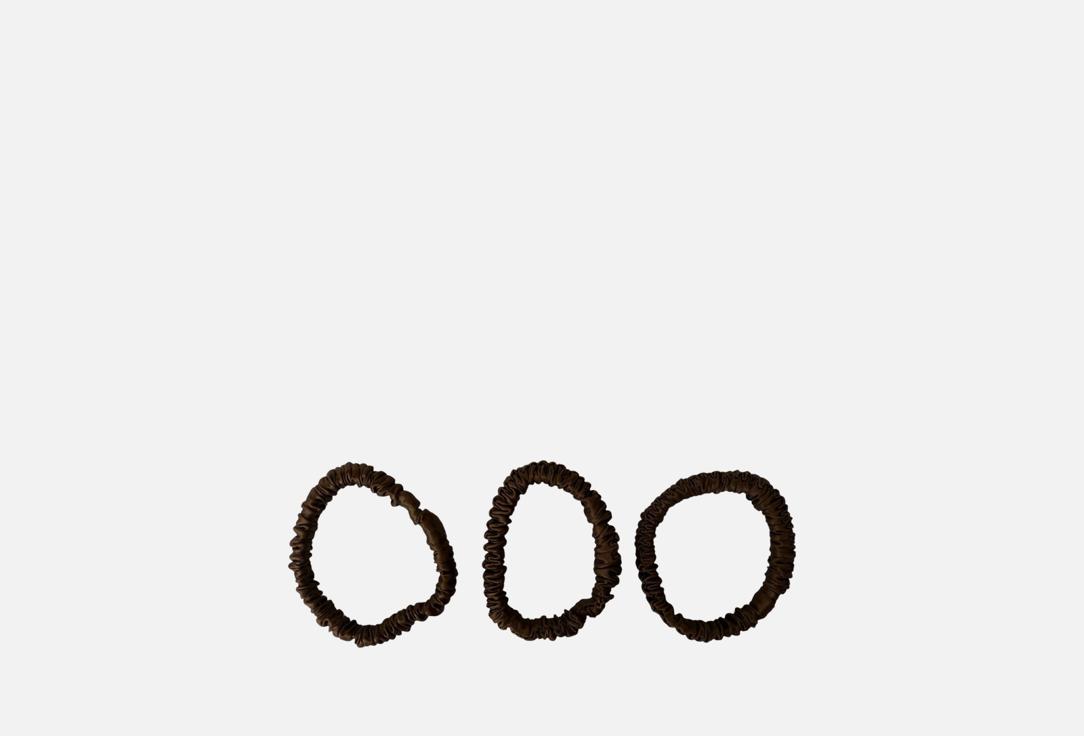 Изображение товара Резинки для волос из натурального шелка Retouch коричневого цвета набор 3 шт