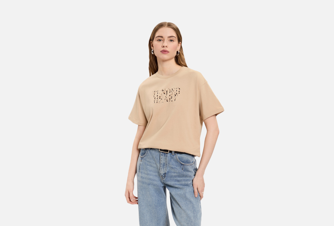 Изображение товара Футболка Mark Formelle женская с принтом и удлиненными рукавами бежевый