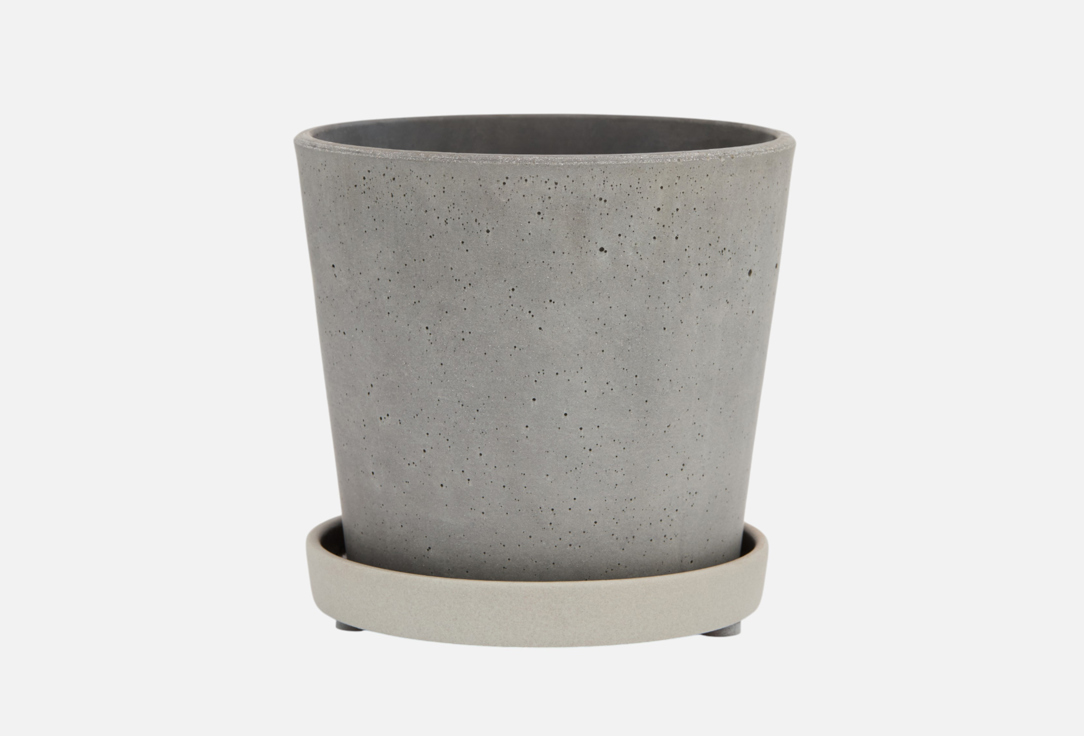 Изображение товара Горшок с поддоном KOMPOZIT Грэй бетон 14 см объем 1,22 л