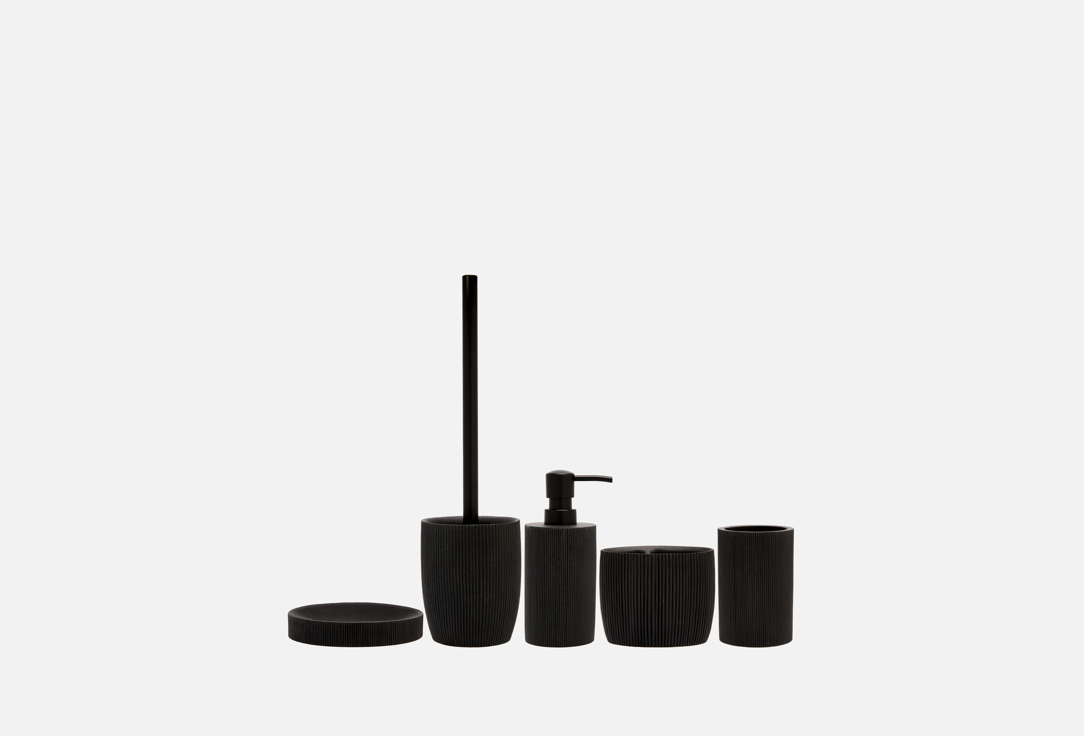 

Набор аксессуаров для ванной и туалета с ёршиком DENEZO, Черный, Denis 5 шт