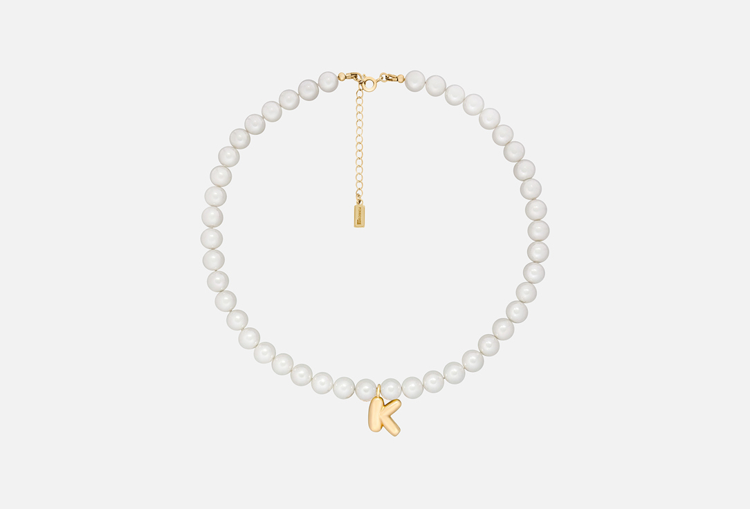 Изображение товара Колье PINKCODE из жемчуга с буквой К, позолота, 37+5 см удлинитель