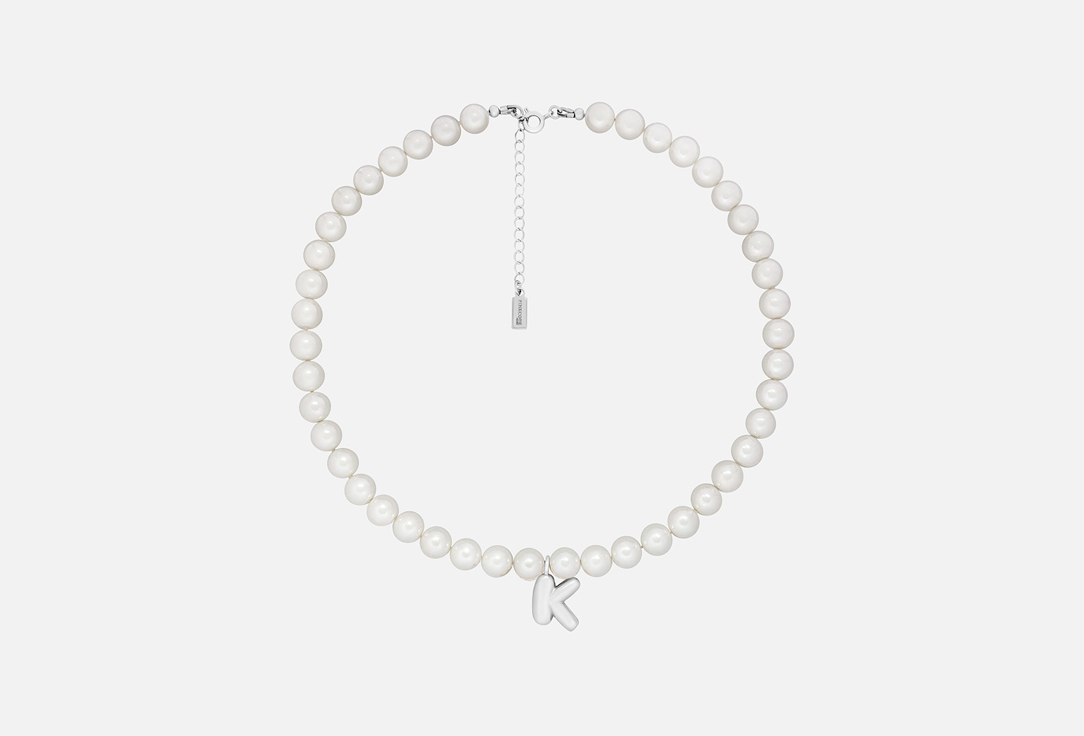 Изображение товара Колье PINKCODE с буквой К из жемчуга майорка и родированием для женщин
