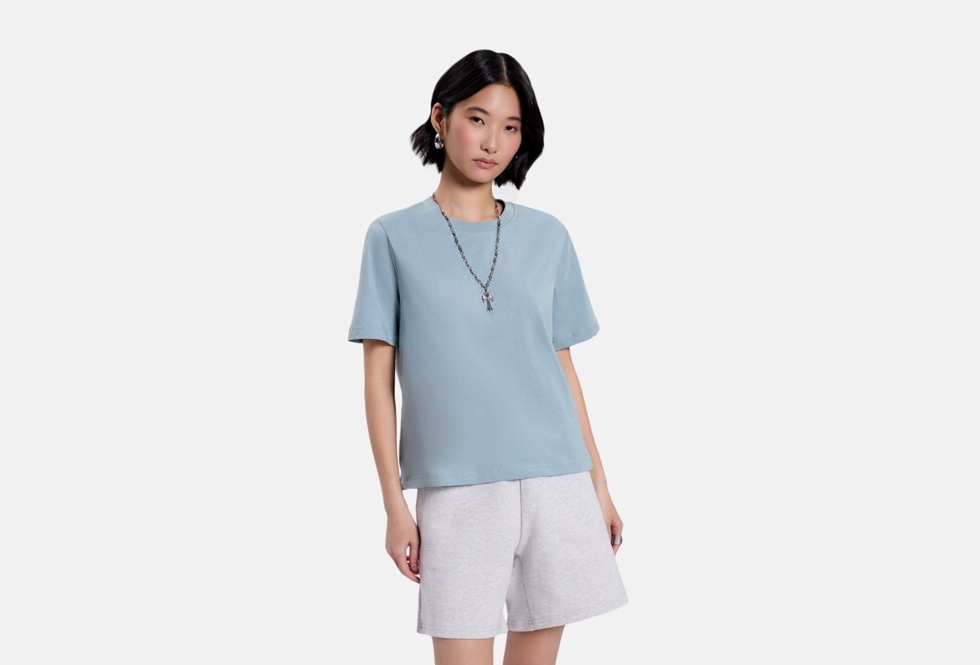 Изображение товара Женская футболка Mark Formelle сине-серая из 100% хлопка для демисезона