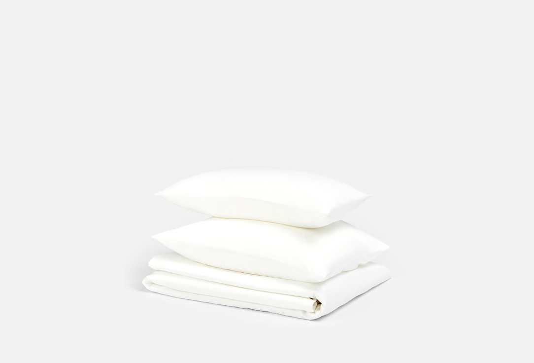 Изображение товара Комплект постельного белья семейный Атмосфера белый сатин 150х220 и 70х70 см