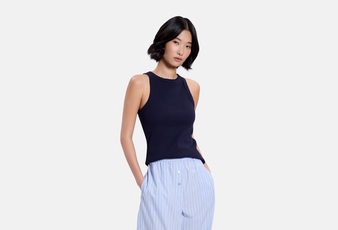 Изображение товара Хлопковый топ Mark Formelle с широкими лямками и округлым воротником