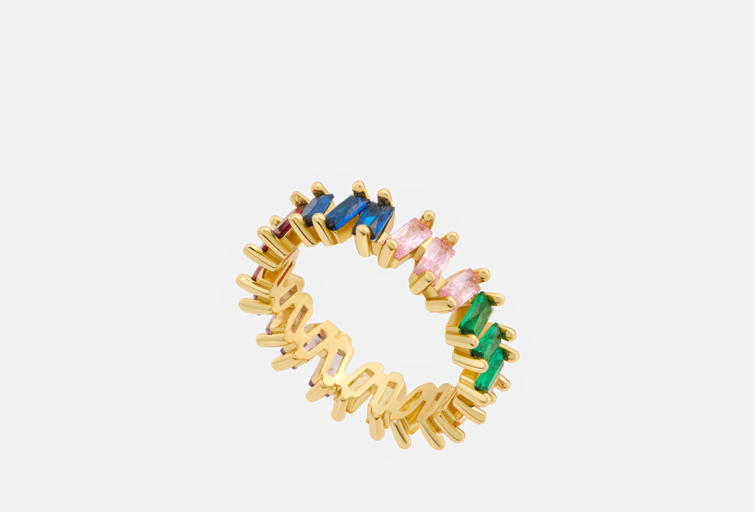 Изображение товара Кольцо Aurora цветное геометрическое 16 размер золото-радужное