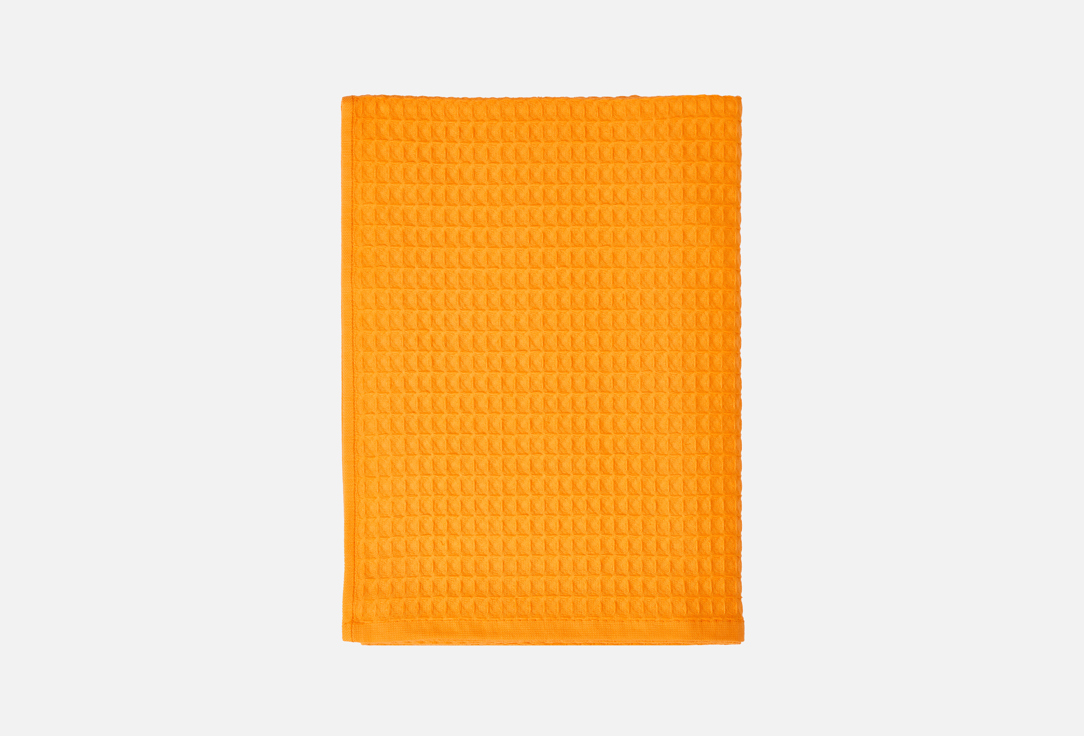 Изображение товара Вафельное полотенце BIO-TEXTILES Клетка оранжевое 100х150 см высокое качество