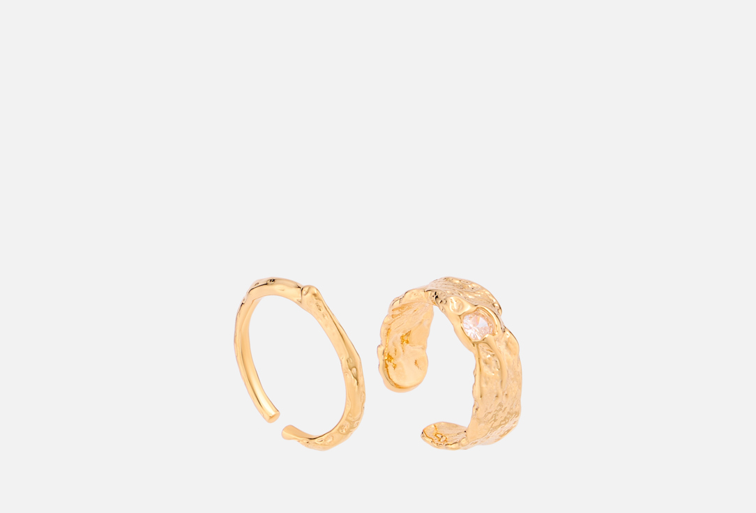 Изображение товара Кольцо Attribute Shop двойное мятое с цирконом для женщин