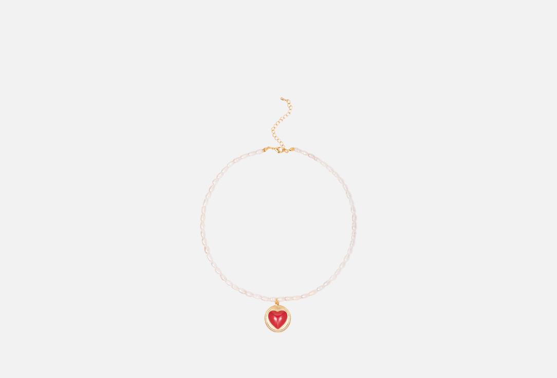 Изображение товара Колье Attribute Shop из жемчуга с красным сердцем
