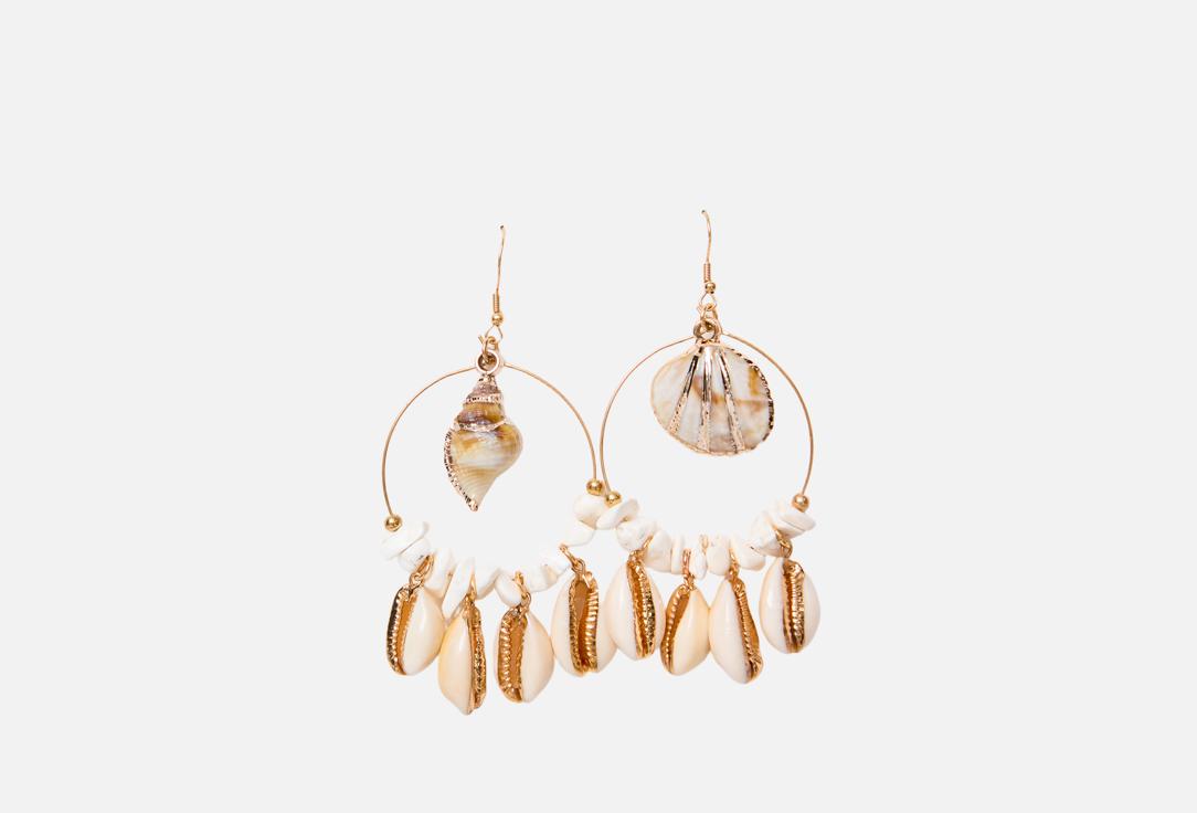Изображение товара Серьги-кольца Vittoria Vicci с перламутровыми ракушками золотистый
