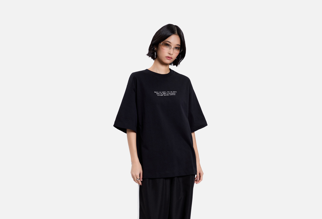 Изображение товара Женская женская футболка Mark Formelle черная оверсайз с принтом
