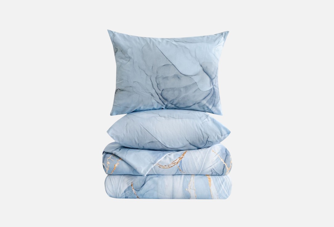 Изображение товара Комплект постельного белья LOVE BERRY Перья на мраморе, двуспальный