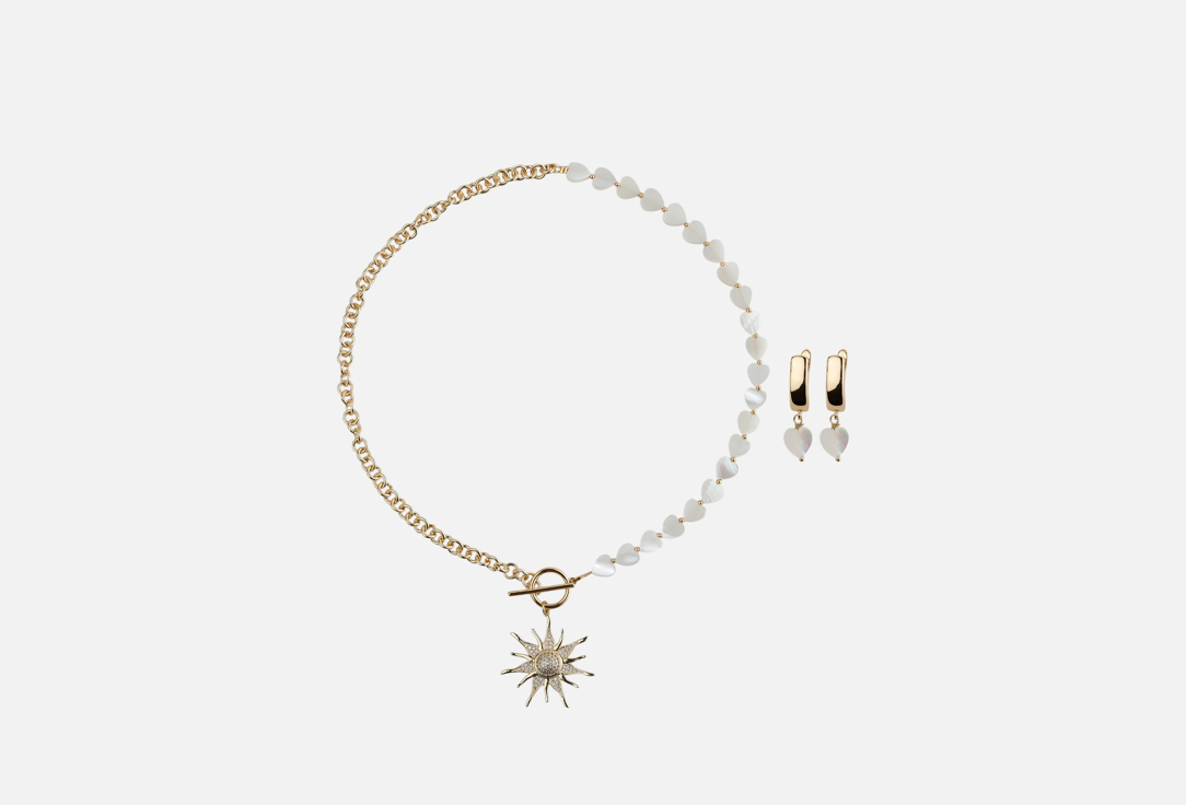 Изображение товара Набор украшений колье и серьги 19.stone с натурперлом и фианитами