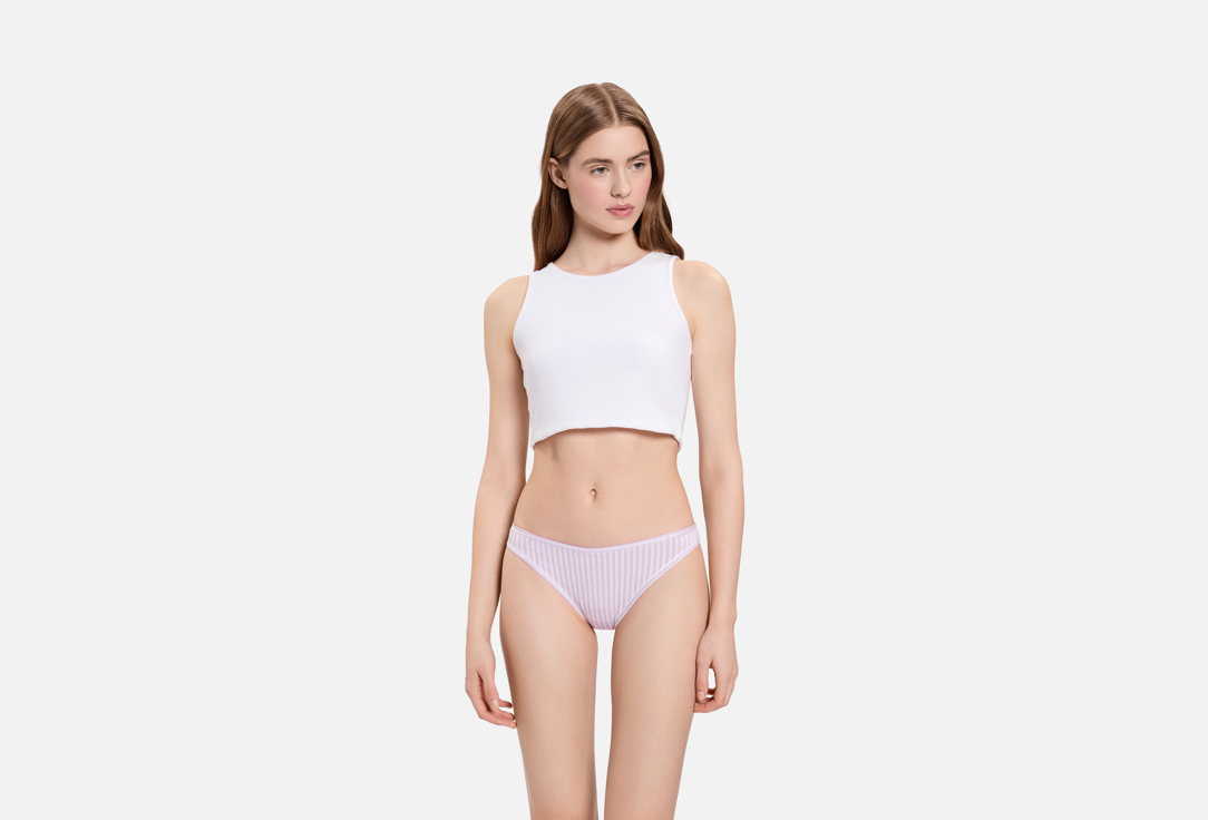 Изображение товара Женские трусы-слипы Mark Formelle из хлопка низкая посадка сиреневые в полоску