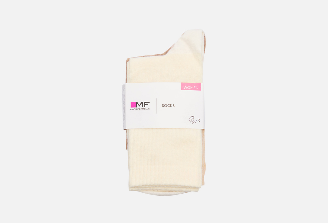 Изображение товара Набор носков женских из хлопка с эластаном, 3 пары, мягкие и износостойкие