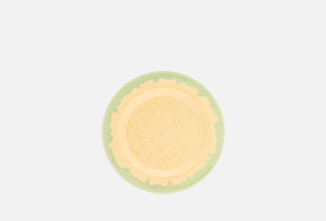 Изображение товара Керамическая тарелка ROOMI с зеленой глазурью 20,5 см в форме вафли