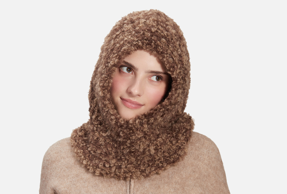 Изображение товара Объемный ручной работы капюшон из мохера шерсти и акрила зимний