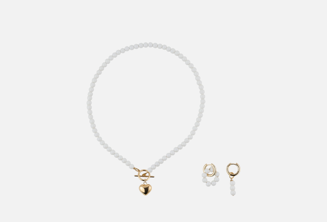 Изображение товара Набор украшений: колье и серьги 19.stone из белого агата